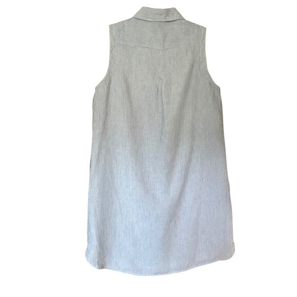 Vineyard Vines Tiny Breeze Linen Shirt Dress 8 Blue White Striped Pockets - Picture 4 of 9